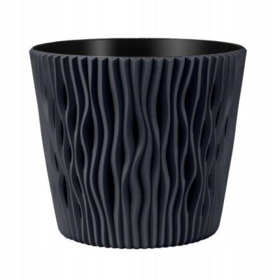 Ghiveci decorativ de flori, rotund, antracit, 7.9 L, 26.2x22.2 cm, Sandy Round foto