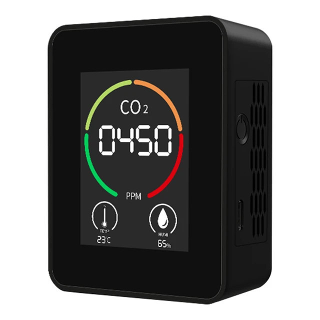 Monitor portabil de masurat calitatea aerului 3-in-1, detector de CO2, umiditate, temperatura