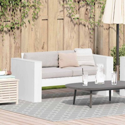 vidaXL Canapea de grădină Alb 134 x 60 x 62 cm Lemn masiv de pin 873867 foto