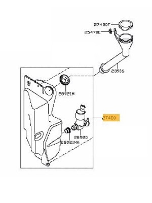 Rezervor spalator parbriz Nissan Qashqai (J11), 03.2014-06.2017, cu capac, cu pompa sprit parbriz foto