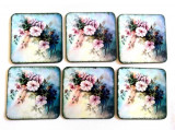 Set suporturi pahare cu flori roz 40074