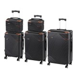 Set 5 Valize Duri TraveLux Urban ABS Negru Cu Roti 360 si Maner Telescopic - Leziter