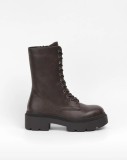 Botine Dama Platforma Chunky Piele Ecologica Maro, Nr. 36. Ghete Moderne Iarna, Inchidere Fermoar si Siret.