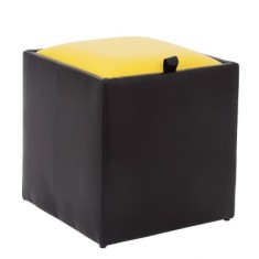 TABURET BOX - IMITATIE PIELE - CORP WENGE/CAPAC DIVERSE CULORI - Negru 21901
