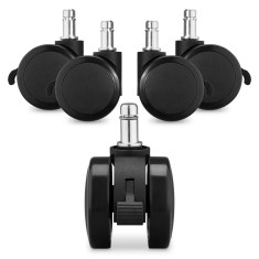 Set 5 Roti pentru scaun de birou tija 11/22 mm, Kwmobile, Negru, Nylon, 55602.02