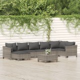 VidaXL Set mobilier de grădină cu perne, 8 piese, gri, poliratan