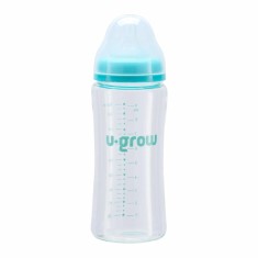 Biberon de sticla 260 ml+2 tetine extra, U-Grow