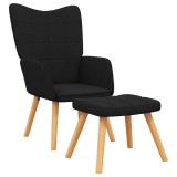 Cumpara ieftin Scaun de relaxare cu taburet, negru, textil