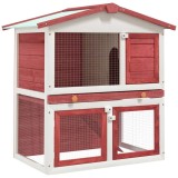 Cumpara ieftin Cusca de iepuri pentru exterior, 3 usi, rosu, lemn