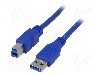 Cablu USB A mufa, USB B mufa, USB 3.0, lungime 1.8m, albastru, AKYGA - AK-USB-09