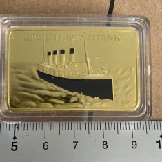 lingou comemorativ Titanic 1 OZ 32 grame de colectie placat aur