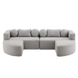 Canapea modulară cu funcție de dormit, Gri | Aosom Romania