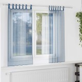 Perdele Voile cu Bucle 2 buc Albastru Regal 140x140 cm