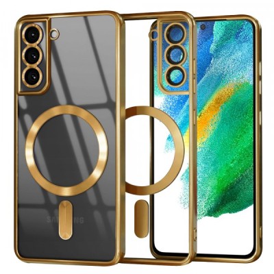 Husa MagSafe pentru Samsung Galaxy S21 FE 5G G990, Techsuit, Luxury Crystal, Aurie foto