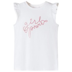 Tricou pentru copii, m&acirc;neci cu volane, ecru, 116