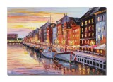 Cumpara ieftin Tablou pictat manual living, La asfintit in port, 100x70cm ulei pe panza in cutit efect 3D, gata de agatat pe perete
