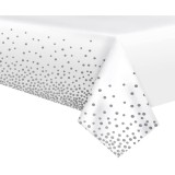 Fata de masa, flippy, din peva, imprimeu buline, 137 x 274 cm, impermeabila, fara pete, curatare rapida, gri