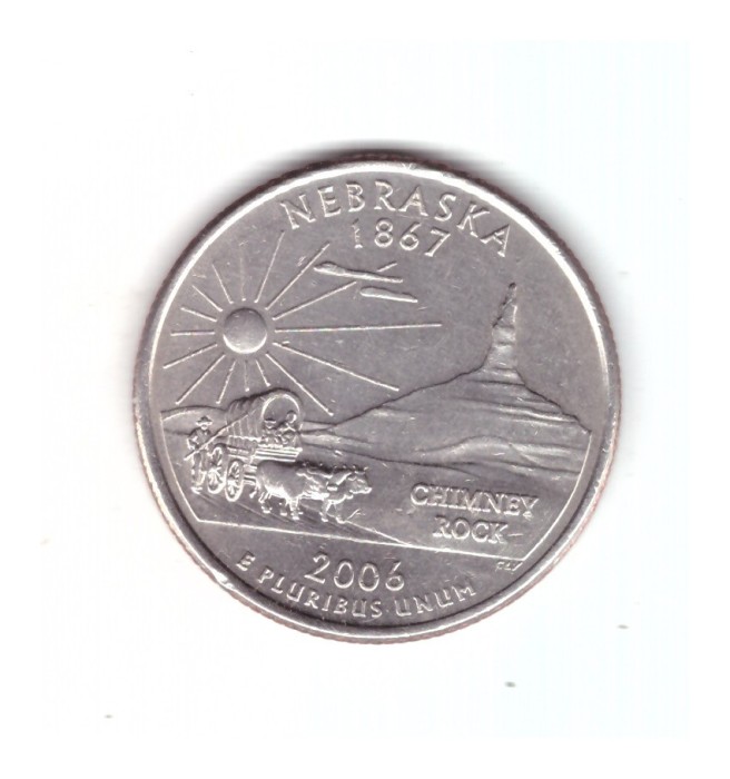 Moneda SUA 25 centi/quarter dollar 2006 P, Nebraska 1867, stare foarte buna
