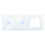 Cumpara ieftin Panou touch din sticla cu 2 &icirc;ntrerupatoare simple si priza Luxion, alb