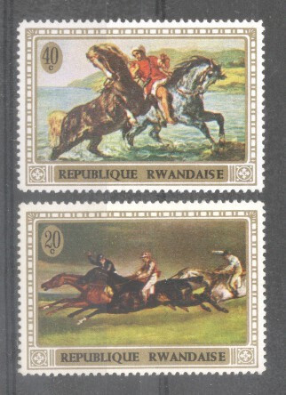 Rwanda 1970 Paintings, Horses, MNH AJ.056