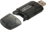 CARD READER extern LOGILINK, interfata USB 2.0, citeste/scrie: SD, MMC, RS-MMC; plastic, negru-transparent &quot;CR0007&quot; (timbru verde 0.03 lei)