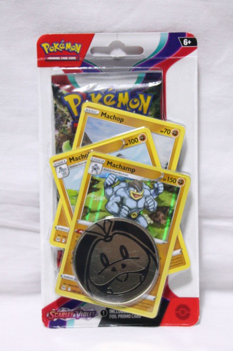 Cartonase Pokemon Scarlet &amp; Violet 1 x booster pack 3 bonus card Machamp moneda