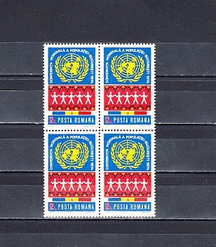 M1 TX6 3 - 1974 - Conferinta mondiala a populatiei - pereche de patru timbre foto