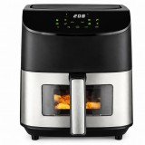 Cumpara ieftin Air Fryer 6L cu fereastra de vizualizare, 1500W, 8 programe inteligente, panou tactil digital, temperatura reglabila 80-200 C, negru
