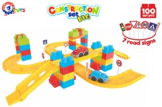 Set 100 de cuburi de constructie, pista de masinute, TechnoK foto