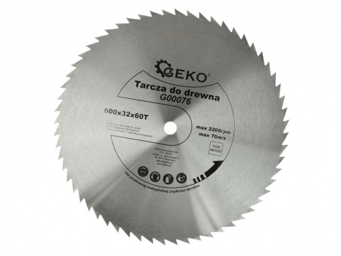 Disc pentru lemn, 600x32x60T, Geko G00076