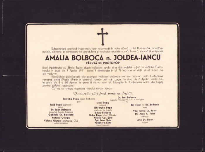 HST A287 Ferpar nepoata Avram Iancu Amalia Joldea-Iancu m Bolboca 1941