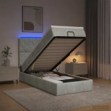 Cumpara ieftin Pat Ottoman cu Saltea si LED Gri deschis 80 x 200 cm Catifea