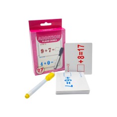 Carduri pentru invatarea si exersarea operatiilor matematice de adunare cu marker inclus, 27 bucati set
