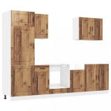 Set de dulapuri de bucatarie 7 piese &bdquo;Kalmar&rdquo; Lemn vechi lemn