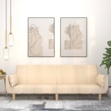 Canapea Extensibila 2 Locuri vidaXL, Textil Crem, 2 Perne Decorative, Cadru Lemn, 220x84.5x69 cm