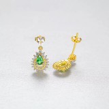 Cumpara ieftin Cercei Argint 925 Lacrima cu Zirconiu Smarald, Placati Aur, 16.7mm Argintboutique