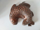 Forma de cupru pentru bucatarie / prajituri, peste, 22x23x5cm, veche, vintage