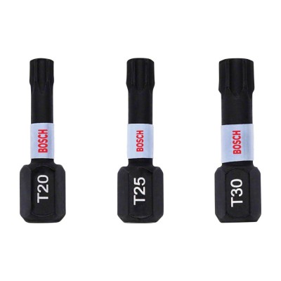 Set 3 biti de insurubare cu impact Bosch T20, T25, T30, lungime 25 mm foto