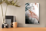 Tablou Canvas, "M&acirc;ng&acirc;ierea ramurilor de toamnă", Ramură, Portocaliu, M&acirc;nă, Natură, Delicat, Fructe, Fragilitate, Contrast, Lumină, Pictural, 26 x 39 c