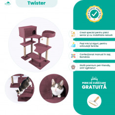 Twister - Ansamblu joaca pisici in varsta, Visiniu, 105cm Inaltime