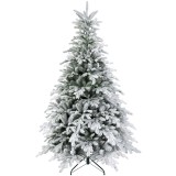 HOMCOM Brad de Crăciun &Icirc;nzăpezit cu 1321 Crengi, Brad de Crăciun Artificial din Plastic și Metal, &Oslash;115x180 cm, Verde | Aosom Romania