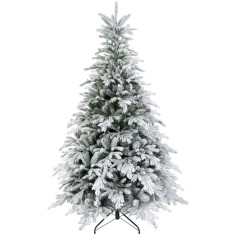 HOMCOM Brad de Crăciun &Icirc;nzăpezit cu 1321 Crengi, Brad de Crăciun Artificial din Plastic și Metal, &Oslash;115x180 cm, Verde | Aosom Romania