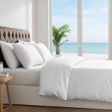 Cumpara ieftin Lenjerie Pat Damasc Alb 6 Piese Bumbac 200x230 cm + 2 Fete Perna 70x70 cm