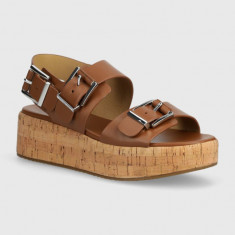 MICHAEL Michael Kors sandale de piele Colby femei, culoarea maro, cu platforma, 40S4COFS1L