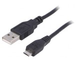 Cablu USB 2.0 A-Micro B 1m Negru, Akyga