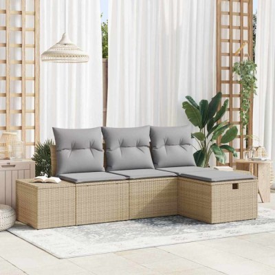 vidaXL Set de canapele pentru grădină 4 pcs Bej 55 x 62 x 69 cm 3360681 foto