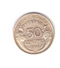 Moneda Franta 50 centimes 1932, 9 si 2 deschis, stare buna, curata