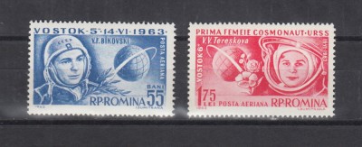 ROMANIA 1963 LP 563 COSMONAUTICA VOSTOK 5 SI 6 SERIE MNH foto