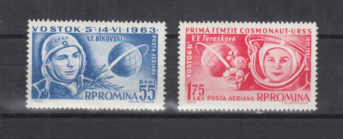 ROMANIA 1963 LP 563 COSMONAUTICA VOSTOK 5 SI 6 SERIE MNH