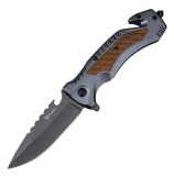 Cumpara ieftin Cutit pliabil Foxter, tip briceag, 23 cm, otel inoxidabil, cu dispozitiv taiat centuri si spart geamuri